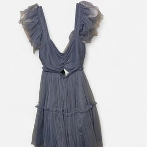 NWT Mable Cutest Dress At the Party Dusty blue tulle dress w/ cut out back Sz S
